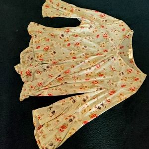 Sheer mid sleeve floral shirt